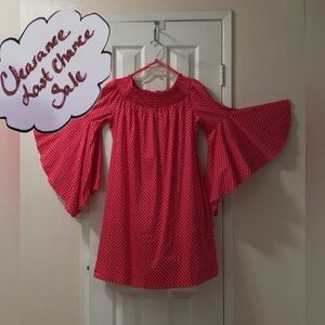 New York & Co. Women’s Size XL Red & White Polka Dot Dress W/ Flare Sleeves